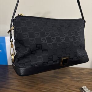 Y2K St. John Logo Fabric Black Mini Shoulder Bag  Quiet Luxury Italy